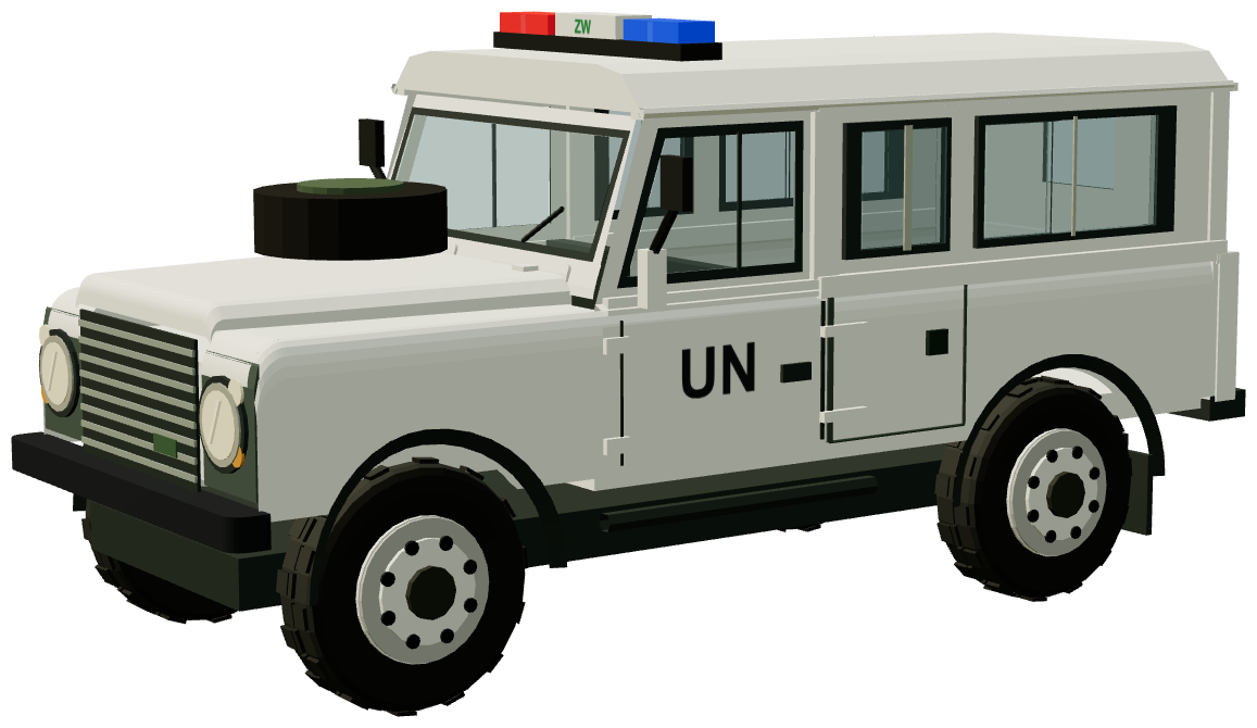 PKW UNIFIL Zandarmeria Wojskowa Defender 110 Station Wagon — three-quarter view, registry 3D render