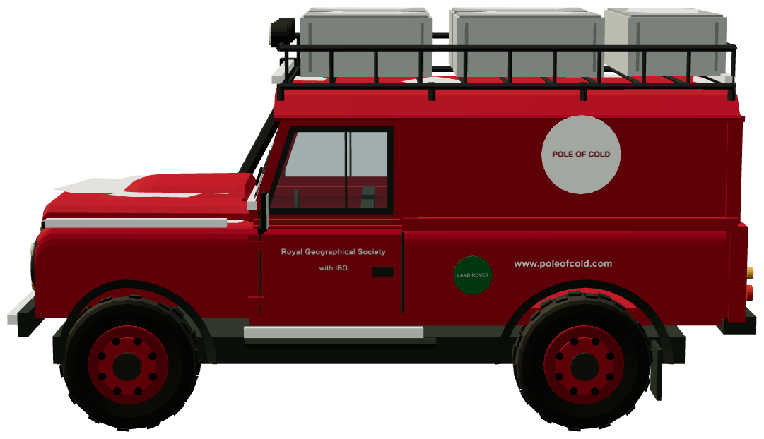 Pole of Cold Defender 110 — side view, registry 3D render