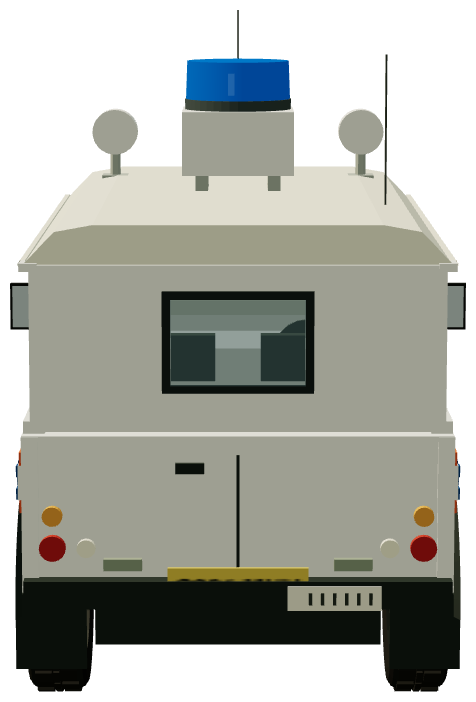 Police 110 — rear view, registry 3D render