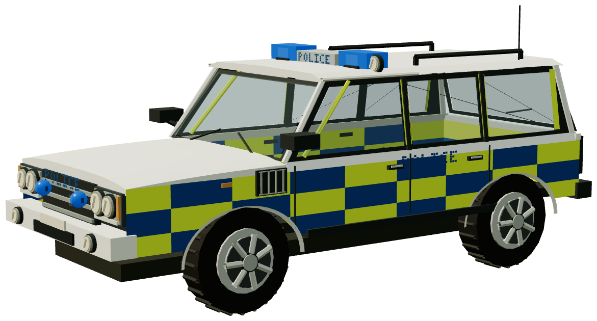 Cheshire Police Range Rover — three-quarter view, registry 3D render