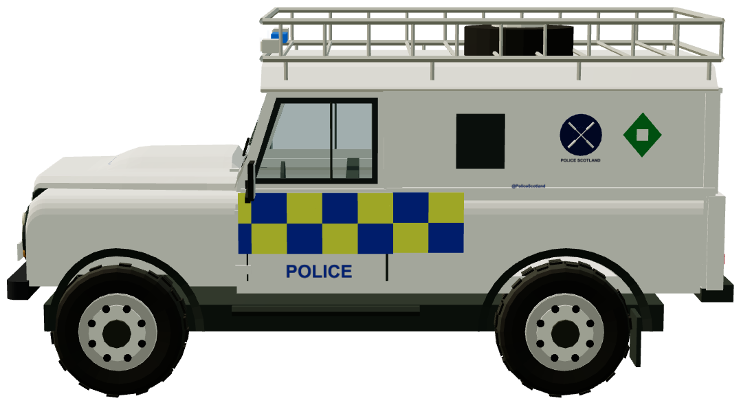 Police Scotland Underwater Search Unit Defender 110 — side view, registry 3D render