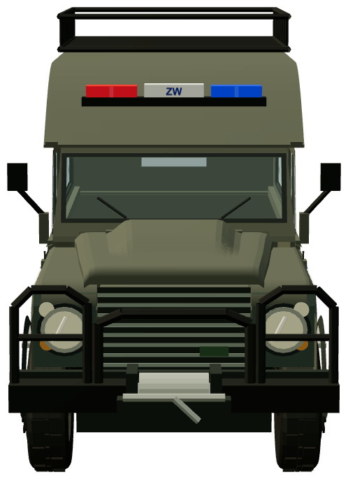 Żandarmeria Wojskowa Defender 110 — front view, registry 3D render