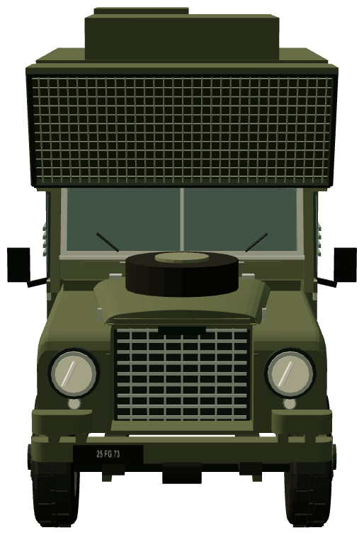 Royal Artillery PPIF Drone Section Land Rover — front view, registry 3D render