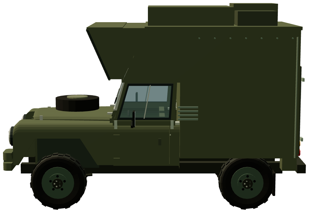 Royal Artillery PPIF Drone Section Land Rover — side view, registry 3D render