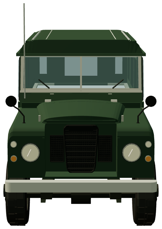 Queen Elizabeth II's Series IIA 109 SW — front view, registry 3D render