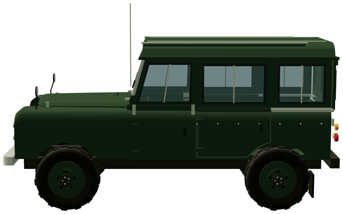 Queen Elizabeth II's Series IIA 109 SW — side view, registry 3D render