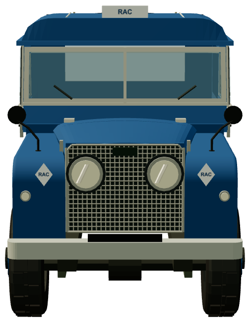 RAC Series I 109 Canvas Road Service — front view, registry 3D render