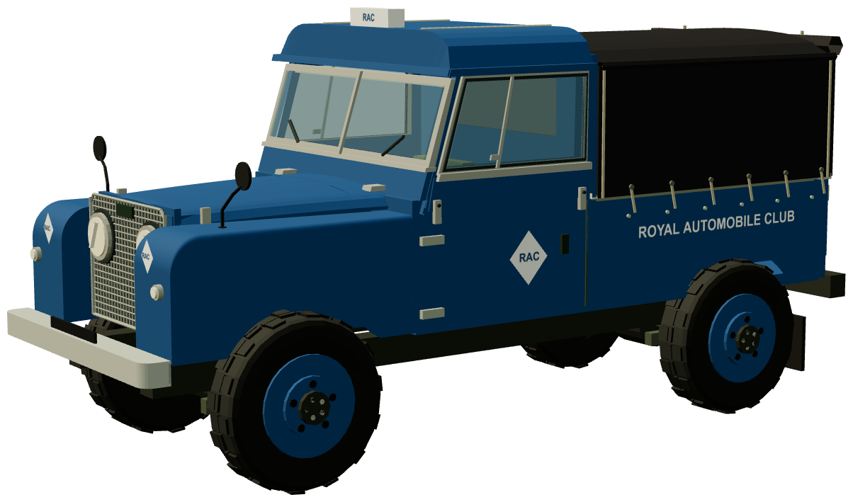 RAC Series I 109 Canvas Road Service — three-quarter view, registry 3D render