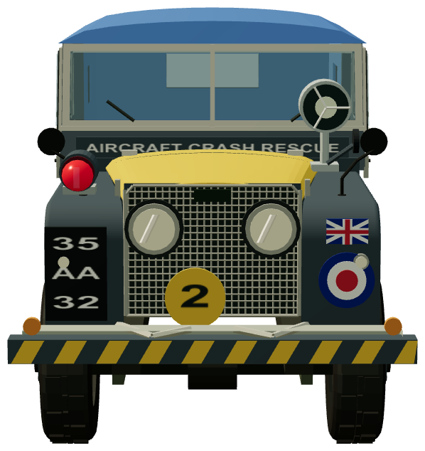 RAF Crash Rescue Series I — front view, registry 3D render