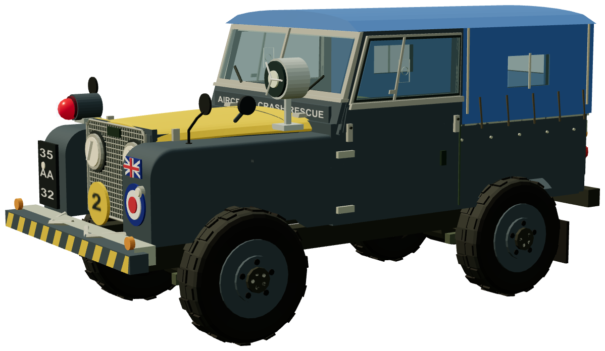 RAF Crash Rescue Series I — three-quarter view, registry 3D render