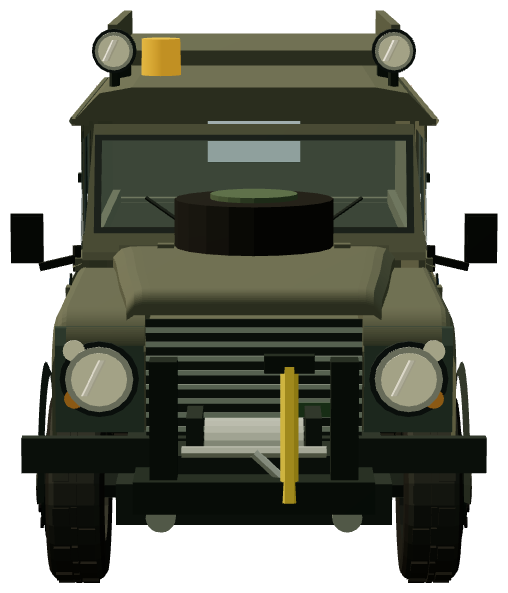 RAF Helicopter Support Vehicle — front view, registry 3D render