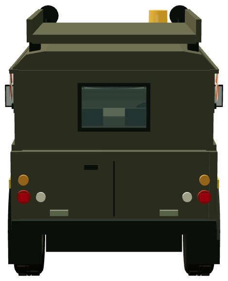 RAF Helicopter Support Vehicle — rear view, registry 3D render