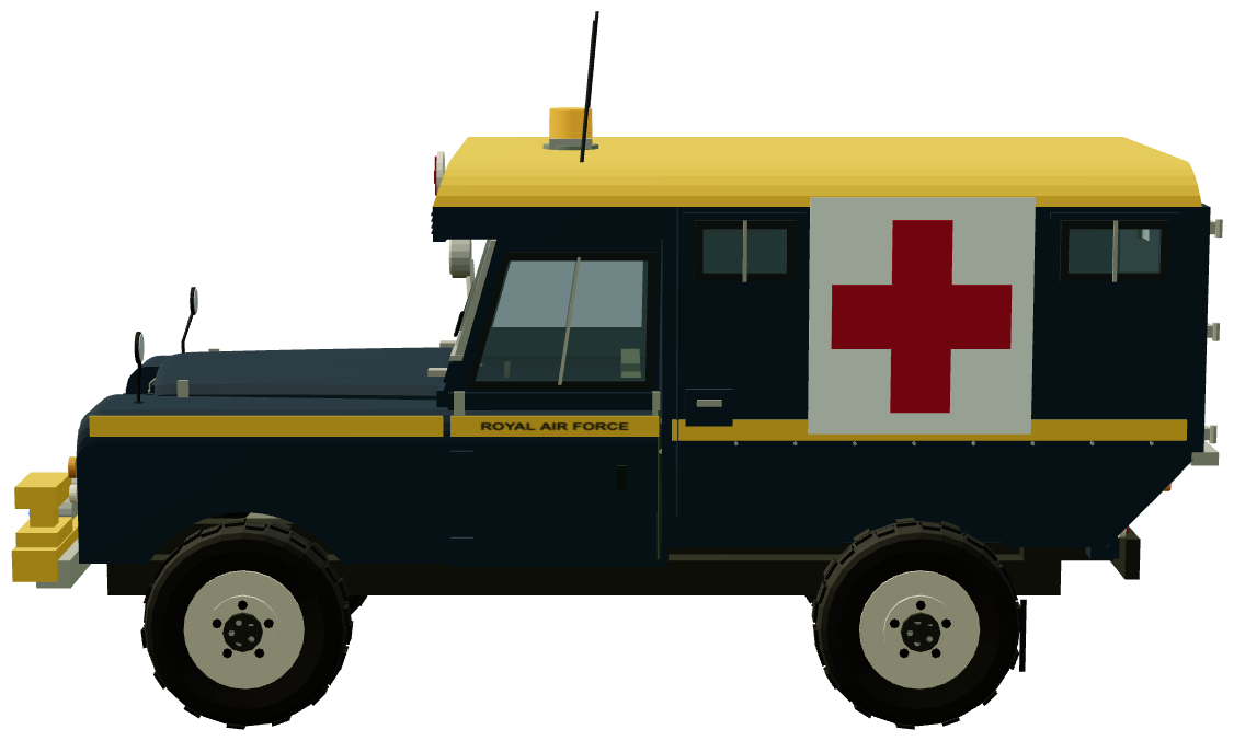 RAF Crash Rescue Marshall Ambulance — side view, registry 3D render