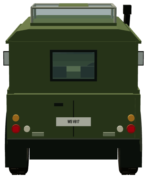 RAF TUM Enhanced Protection Vehicle — rear view, registry 3D render