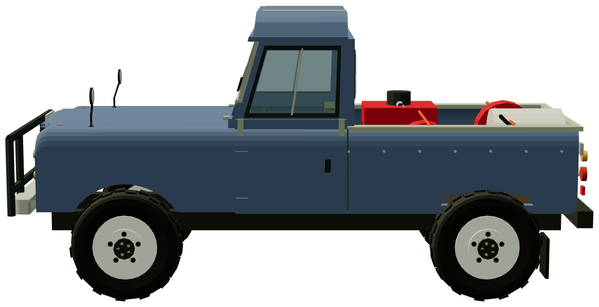 RAN Series III Stage 1 V8 Fire Ute — side view, registry 3D render