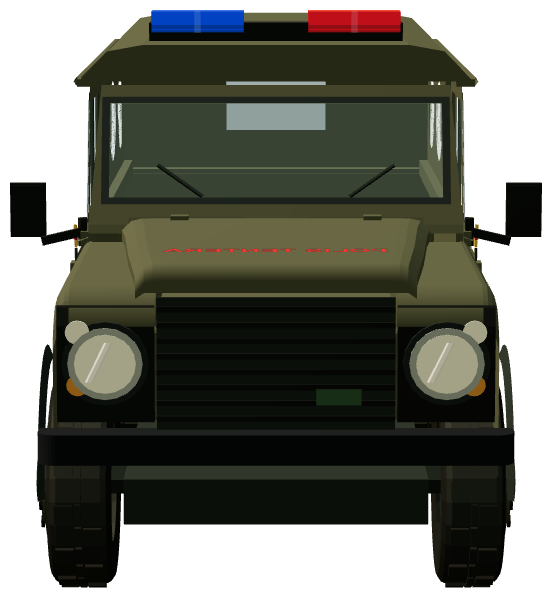 RBAF Military Police Defender 110 — front view, registry 3D render