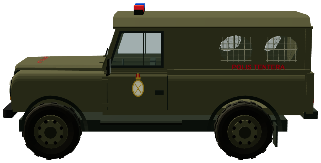 RBAF Military Police Defender 110 — side view, registry 3D render