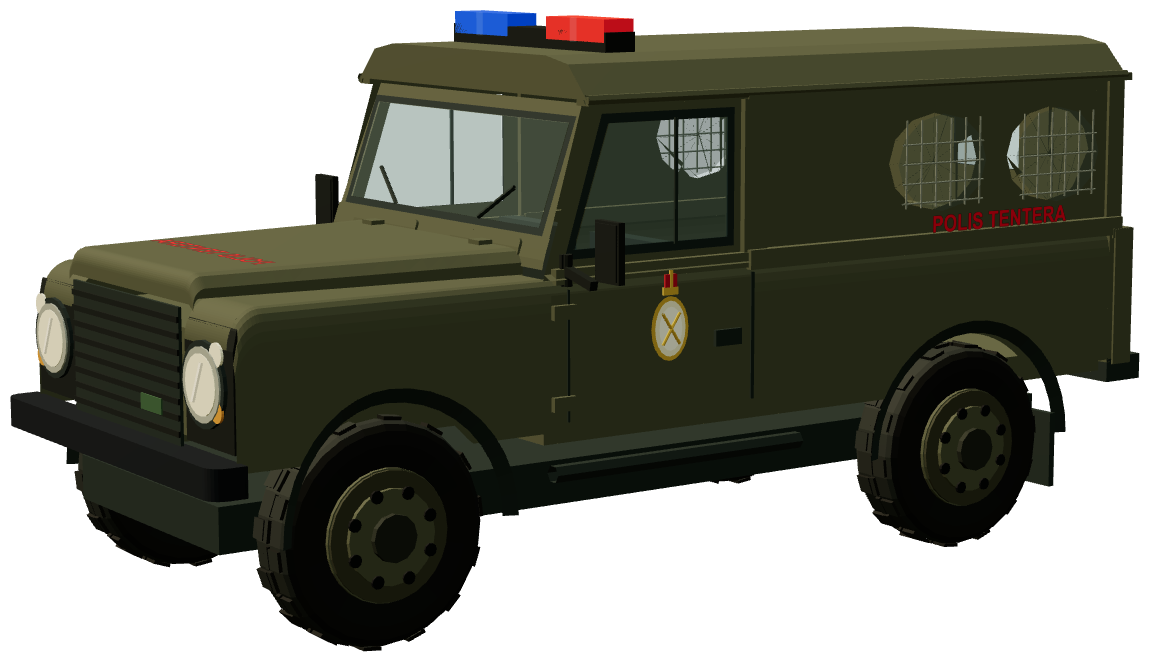 RBAF Military Police Defender 110 — three-quarter view, registry 3D render