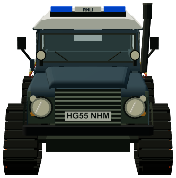 RNLI West Kirby Mattracks Defender — front view, registry 3D render