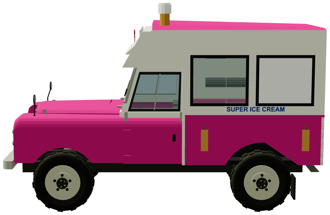 Rossi Ice Cream Land Rover AVG 31J — side view, registry 3D render