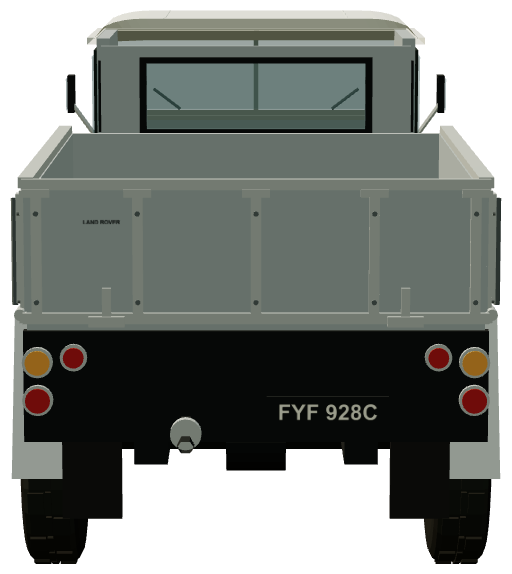 129-inch 30 cwt Prototype Truck ‘Lofty’ — rear view, registry 3D render