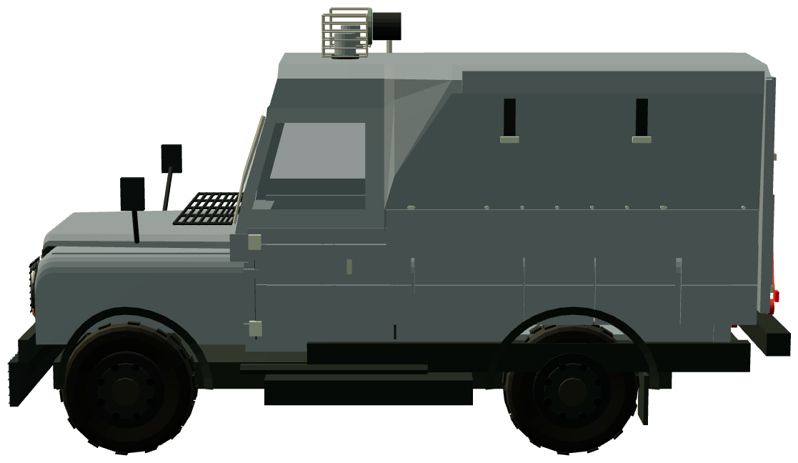 RUC Hotspur Armoured Land Rover — side view, registry 3D render