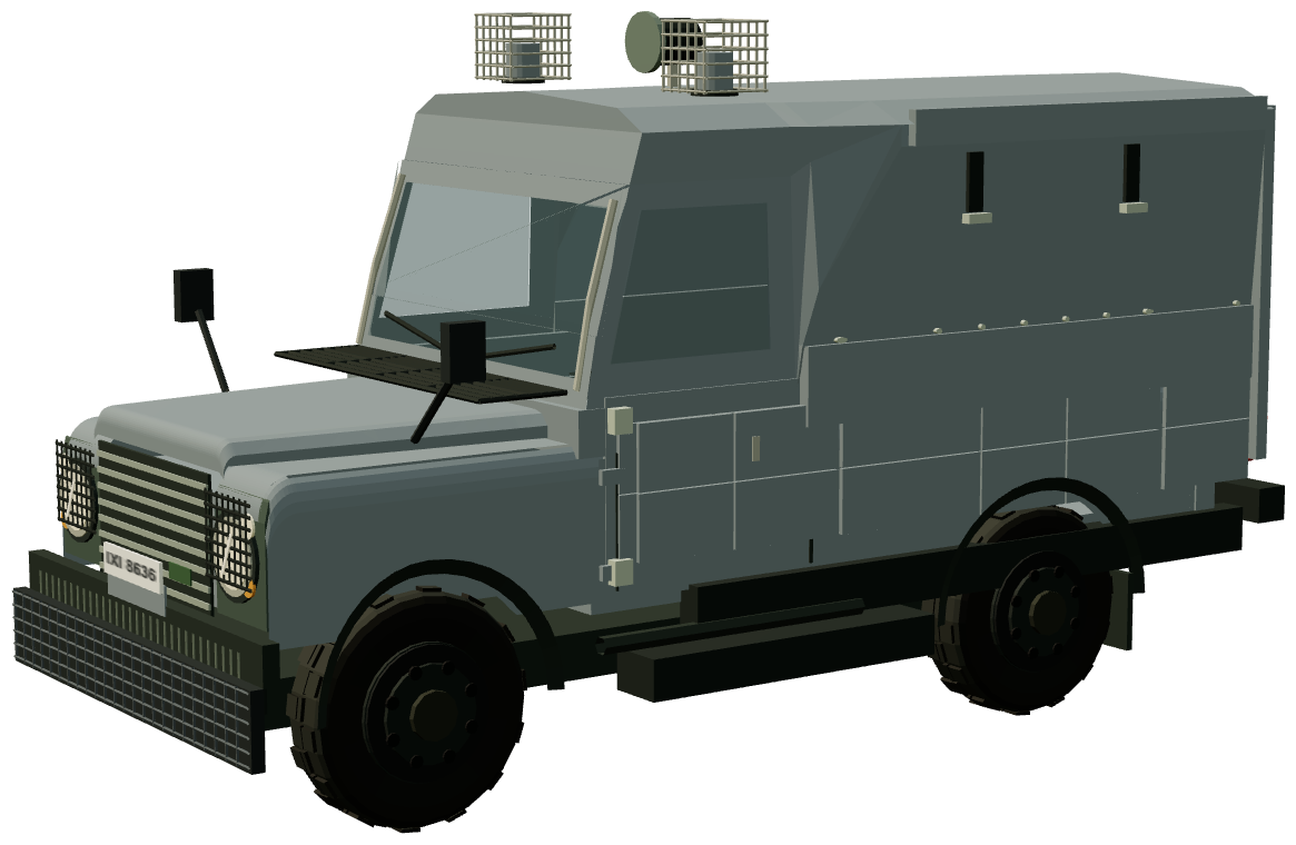 RUC Hotspur Armoured Land Rover — three-quarter view, registry 3D render