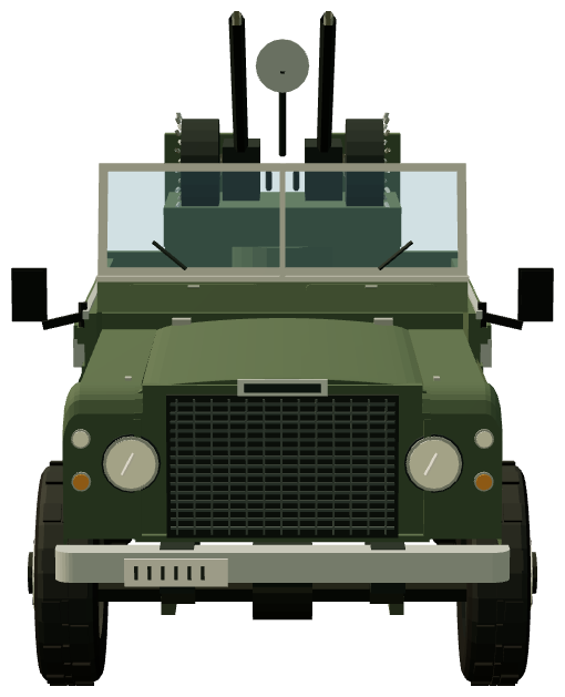 Hotspur Sandringham 139″ AA Gun Carrier — front view, registry 3D render