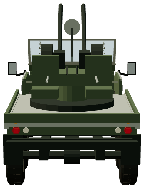 Hotspur Sandringham 139″ AA Gun Carrier — rear view, registry 3D render
