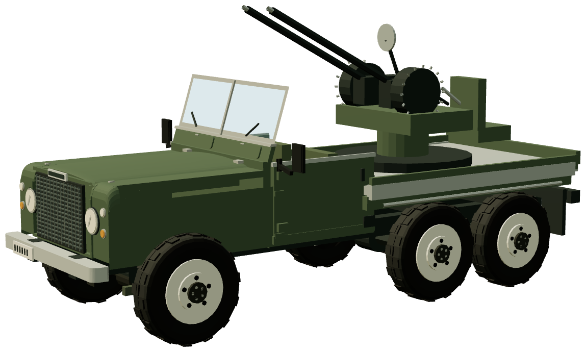 Hotspur Sandringham 139″ AA Gun Carrier — three-quarter view, registry 3D render