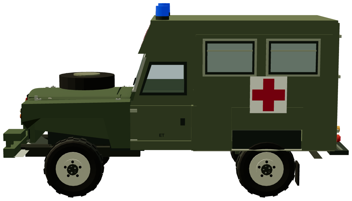 Santana Ambulance — side view, registry 3D render