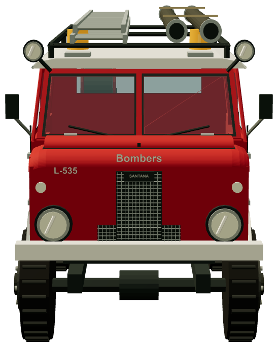 1300 Bomberos Double Cab — front view, registry 3D render