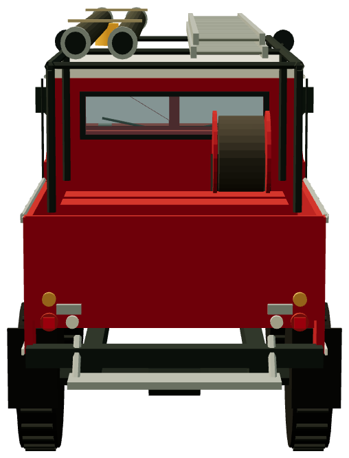 1300 Bomberos Double Cab — rear view, registry 3D render