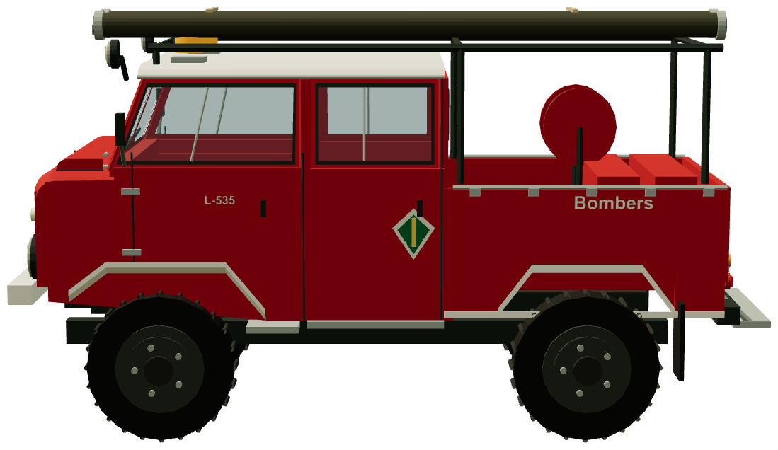 1300 Bomberos Double Cab — side view, registry 3D render