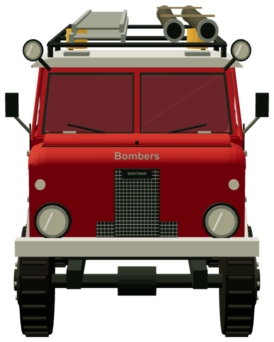 1300 Bomberos — front view, registry 3D render