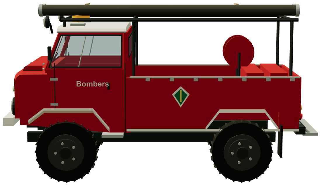 1300 Bomberos — side view, registry 3D render