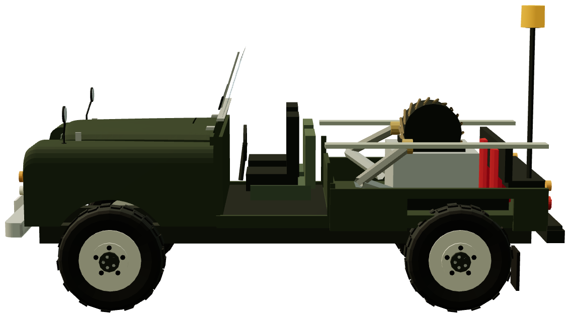 Scottorn Bushmaster Fire Tractor — side view, registry 3D render