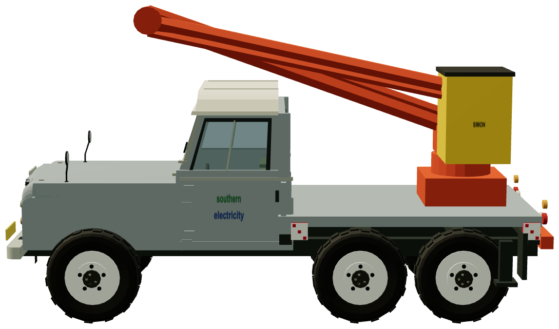 SEB Hotspur 6×6 Cherry Picker — side view, registry 3D render