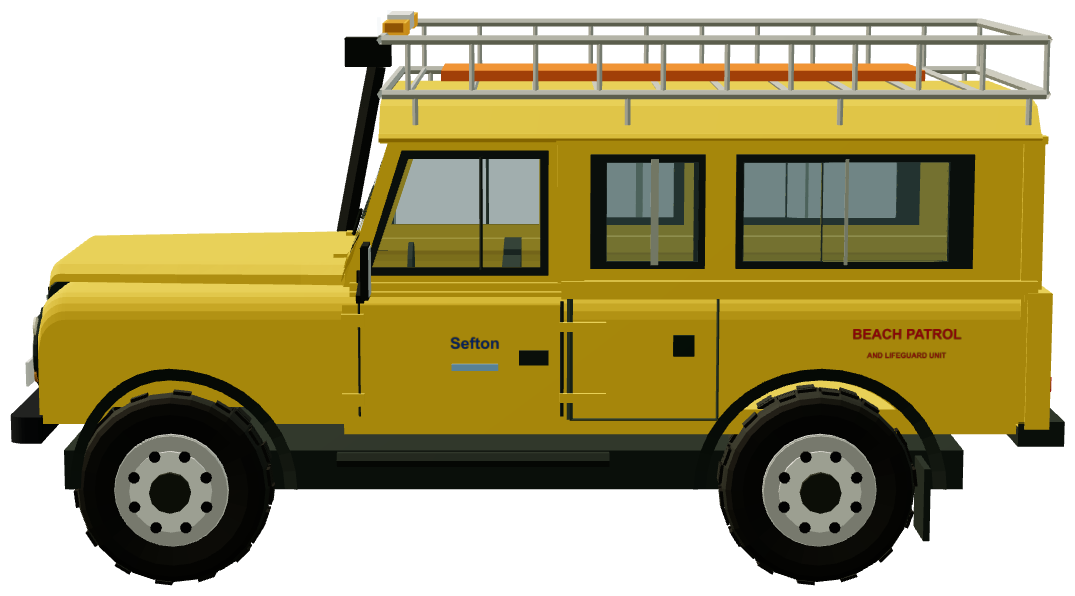 Sefton Beach Patrol Defender 110 — side view, registry 3D render