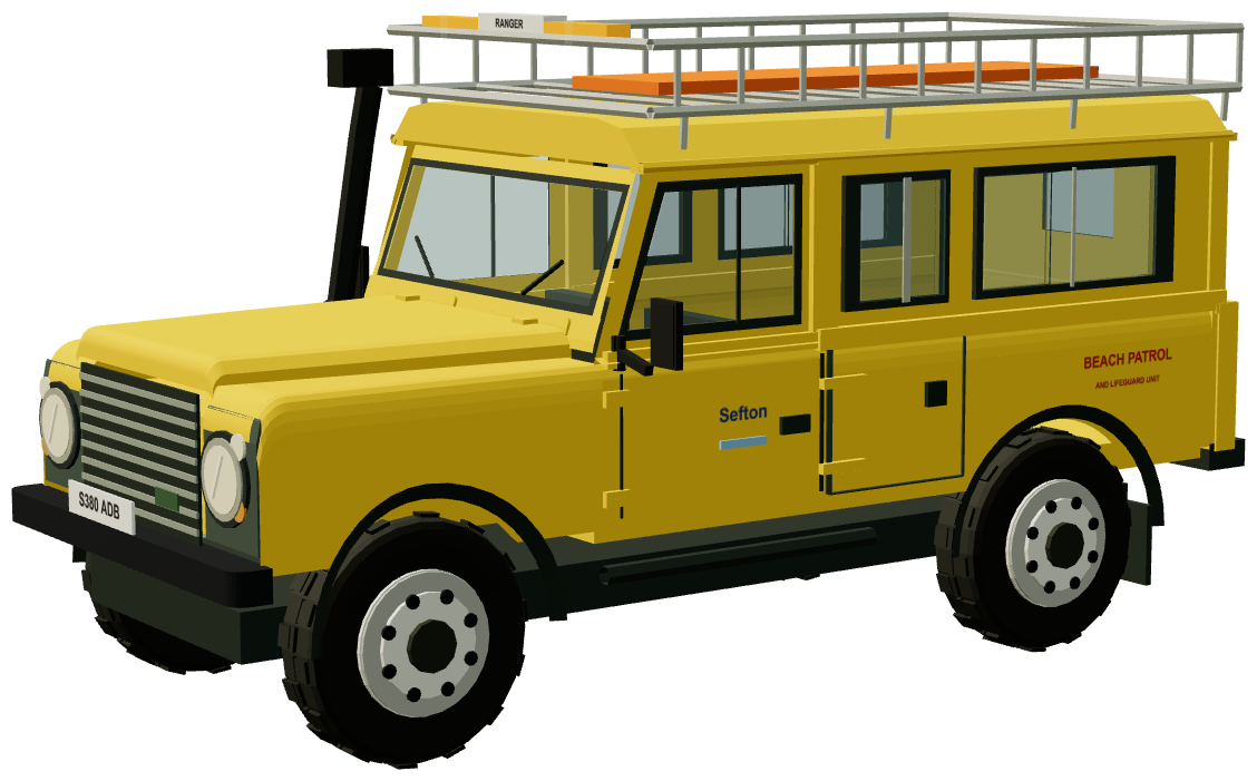 Sefton Beach Patrol Defender 110 — three-quarter view, registry 3D render