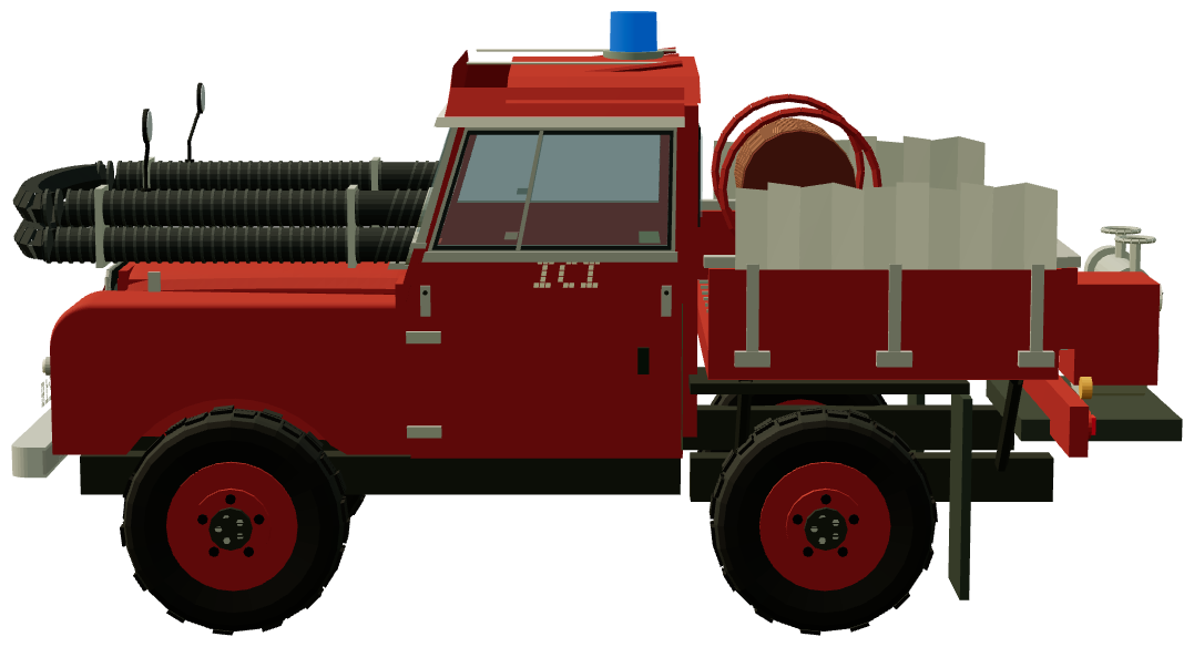 Series I Fire Tender — side view, registry 3D render