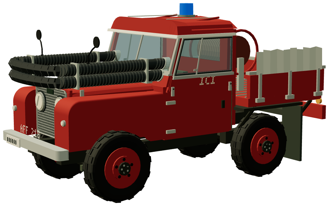 Series I Fire Tender — three-quarter view, registry 3D render