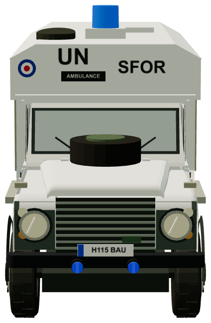 SFOR UN Pulse Ambulance (Bosnia) — front view, registry 3D render