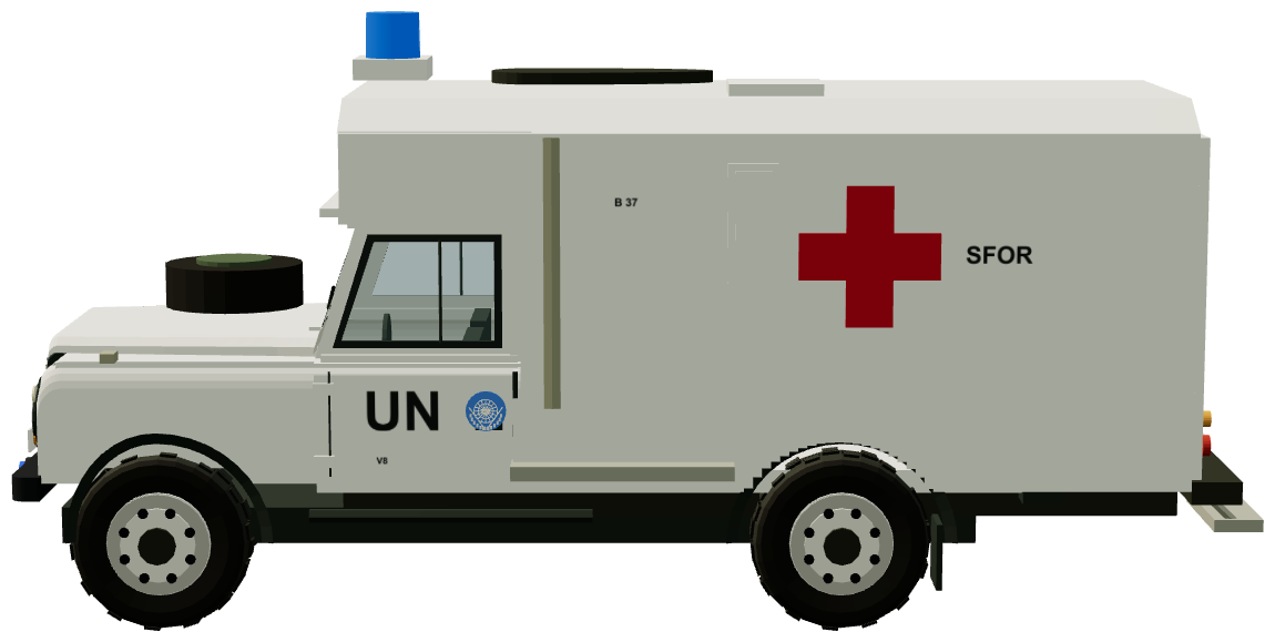 SFOR UN Pulse Ambulance (Bosnia) — side view, registry 3D render