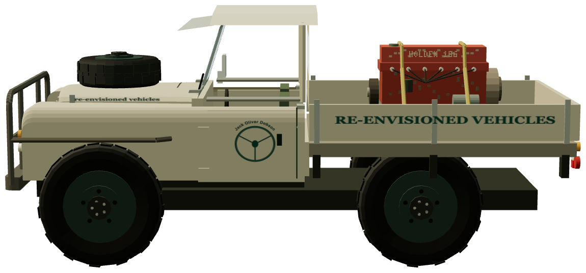 Shop Truck — side view, registry 3D render
