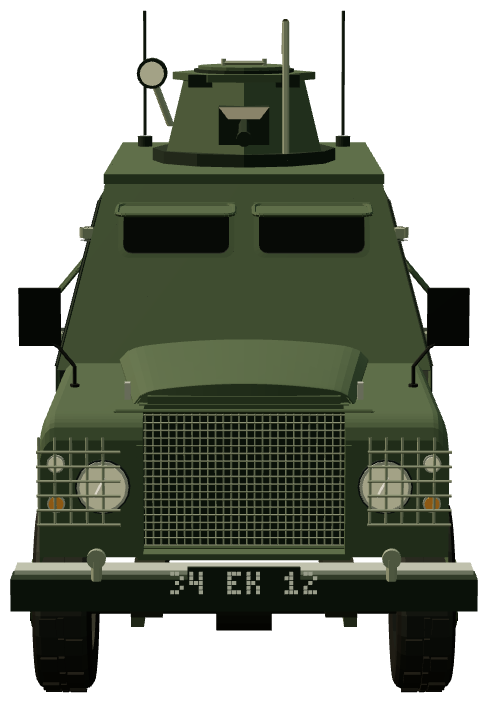 Shorland Mk 1 APC — front view, registry 3D render