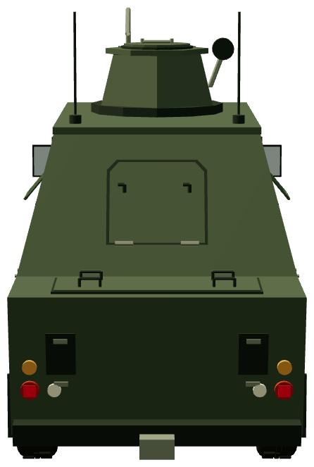 Shorland Mk 1 APC — rear view, registry 3D render