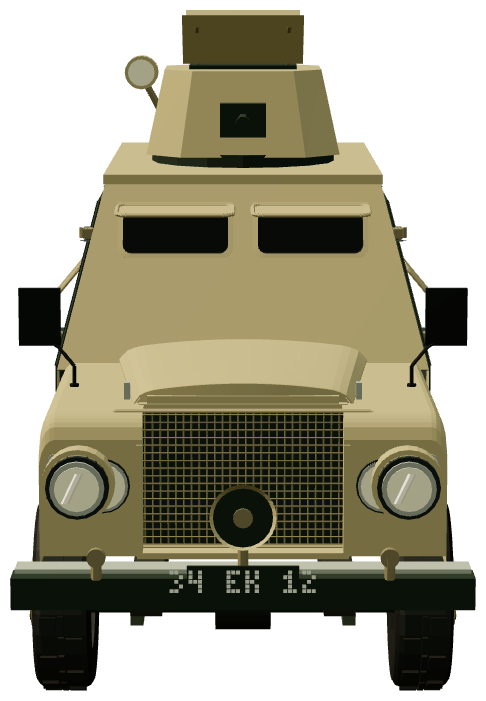 Shorland Mk 2 APC — front view, registry 3D render