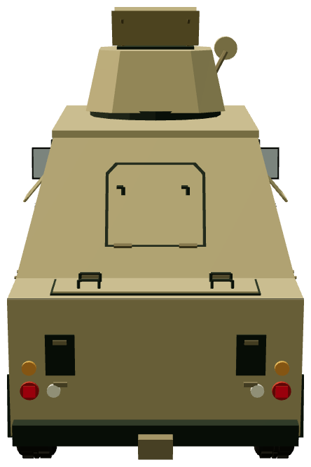 Shorland Mk 2 APC — rear view, registry 3D render