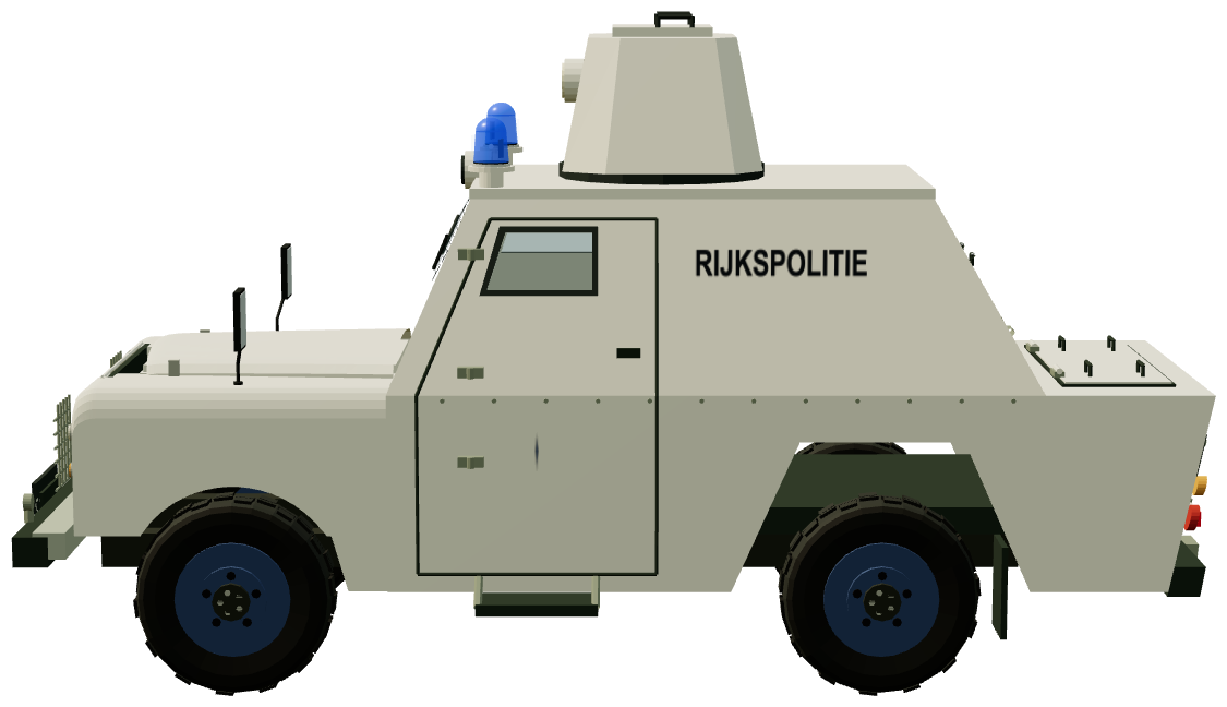 Shorland Mk 3 APC · Rijkspolitie — side view, registry 3D render
